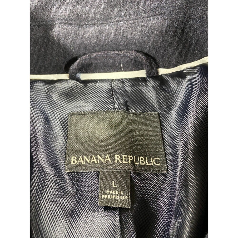 Banana Republic Jacket Womens Large Black Wool Blend Pea Coat Double Breasted - Picture 12 of 12